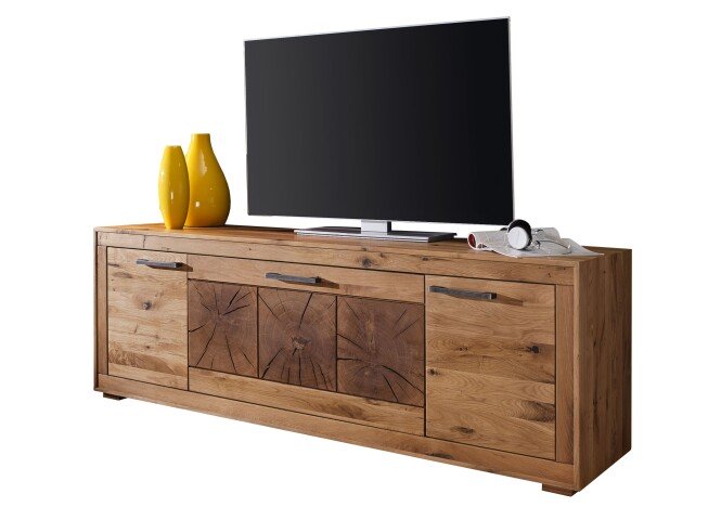TV-Wand >WZ-0315< (BxHxT: 178x62,1x46 cm) in natur geölt - 178x62,1x46 (BxHxT)
