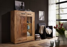 Highboard >WZ-0315< (BxHxT: 103x135x40 cm) in naur geölt - 103x135x40 (BxHxT)