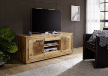 Wohnzimmer-Set >WZ-0315< (BxHxT: 316,6x201x46 cm) in natur geölt aus Wildeiche