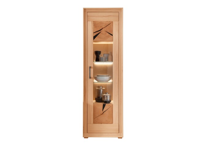Vitrine >WZ-0315< (BxHxT: 61,6x201x40 cm) in natur geölt - 61,6x201x40 (BxHxT)