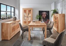 Vitrine >WZ-0315< (BxHxT: 106x201x40 cm) in natur geölt - 106x201x40 (BxHxT)