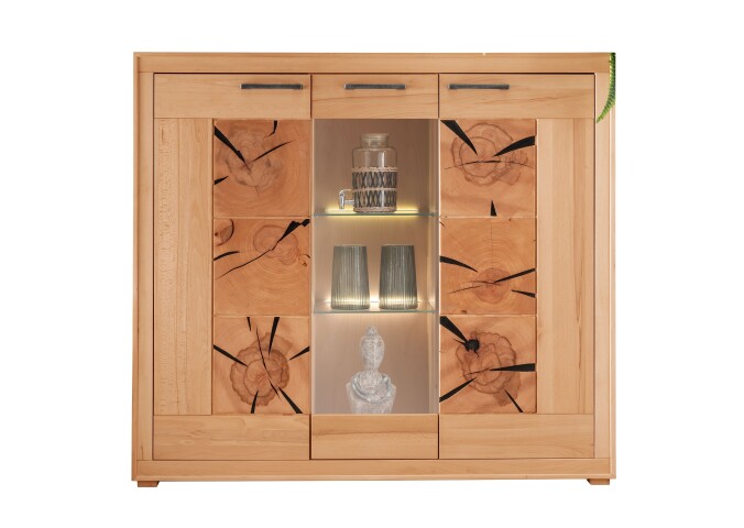 Highboard >WZ-0315< (BxHxT: 150x135x40 cm) in braun - 150x135x40 (BxHxT)