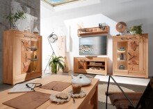 TV-Wand >WZ-0315< (BxHxT: 130x62x46 cm) in natur geölt - 130x62x46 (BxHxT)