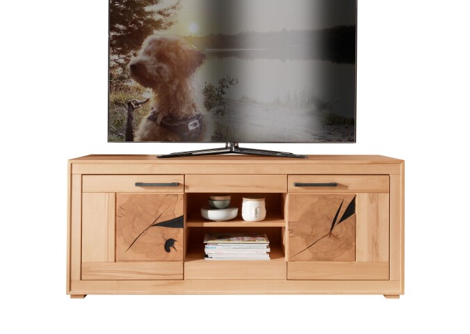 TV-Wand >WZ-0315< (BxHxT: 150x62x46 cm) in natur geölt - 150x62x46 (BxHxT)