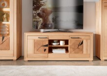 TV-Wand >WZ-0315< (BxHxT: 150x62x46 cm) in natur geölt - 150x62x46 (BxHxT)