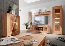 TV-Wand >WZ-0315< (BxHxT: 150x62x46 cm) in natur geölt - 150x62x46 (BxHxT)