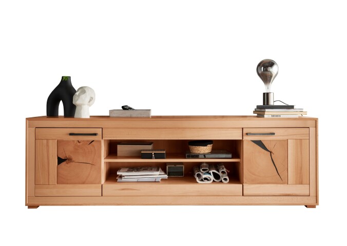 TV-Wand >WZ-0315< (BxHxT: 200x62x46 cm) in natur geölt - 200x62x46 (BxHxT)