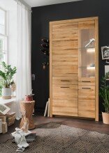 Vitrine >WZ-0169< (BxHxT: 102,2x204,1x40 cm) in natur geölt aus Wildeiche