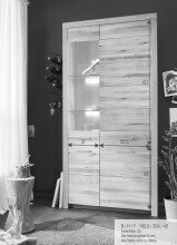 Vitrine >WZ-0169< (BxHxT: 102,2x204,1x40 cm) in natur geölt aus Wildeiche