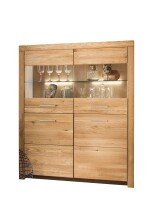 Highboard >WZ-0169< (BxHxT: 117,7x141,2x40 cm) in natur geölt aus Wildeiche