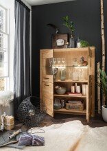 Highboard >WZ-0169< (BxHxT: 117,7x141,2x40 cm) in natur geölt aus Wildeiche