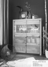 Highboard >WZ-0169< (BxHxT: 117,7x141,2x40 cm) in natur geölt aus Wildeiche
