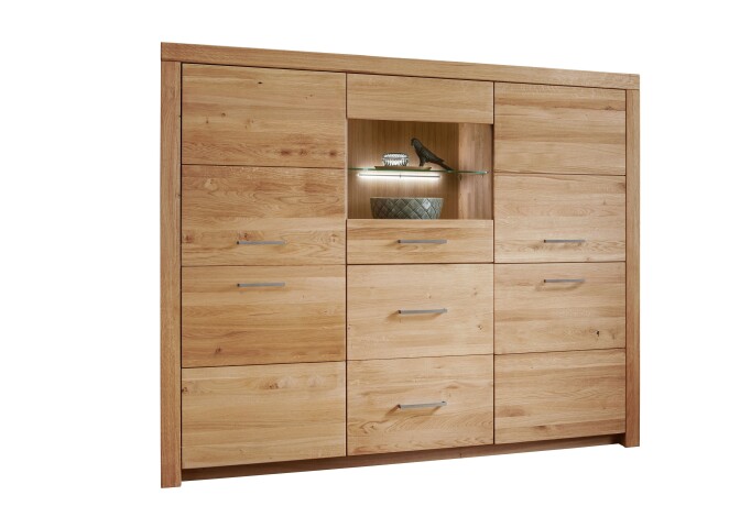Highboard >WZ-0169< (BxHxT: 170,4x141,2x40 cm) in natur geölt aus Wildeiche