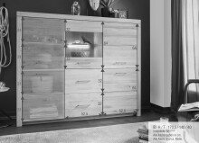 Highboard >WZ-0169< (BxHxT: 170,4x141,2x40 cm) in natur geölt aus Wildeiche