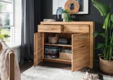 Sideboard >WZ-0169< (BxHxT: 117,7x91,9x45 cm) in natur geölt aus Wildeiche
