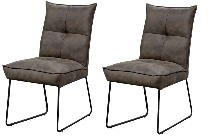 Stuhl >ST-0712< (2er-Set) (BxHxT: 53x94x60 cm) in dunklegrau aus Metall - 53x94x60 (BxHxT)