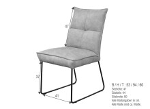 Stuhl >ST-0712< (2er-Set) (BxHxT: 53x94x60 cm) in dunklegrau aus Metall - 53x94x60 (BxHxT)