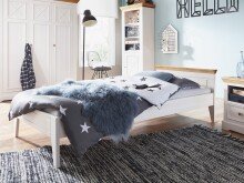 Massivholzbett >KI-0065< (LxBxH: 200x90x60 cm)...