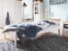 Massivholzbett >KI-0065< (LxBxH: 200x90x60 cm) weiß, mit absetzung eiche farbig