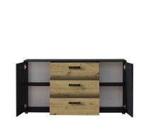 Highboard >BINO< (150,1x78,9x38,5 cm) Eiche/Schwarz