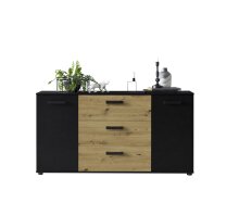Highboard >BINO< (150,1x78,9x38,5 cm) Eiche/Schwarz
