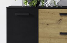 Highboard >BINO< (150,1x78,9x38,5 cm) Eiche/Schwarz