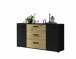 Highboard >BINO< (150,1x78,9x38,5 cm) Eiche/Schwarz