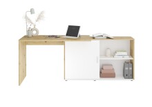 Eckschreibtisch >Valley I< (BxHxT: 118x75x60,5 cm) in Artisan Oak Nb/weiß