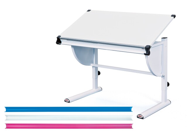 Kinderschreibtisch >Milo< (BxHxT: 110x93x60 cm) in Weiss/Pink/Blau
