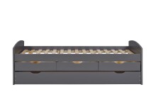 Funktionsbett >Lena< (BxHxT: 205x63x98 cm) in Grau aus Holz - 205x63x98 (BxHxT)