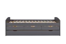 Funktionsbett >Lena< (BxHxT: 205x63x98 cm) in Grau aus Holz - 205x63x98 (BxHxT)