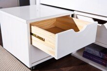 Funktionsbett >TILL< in Weiss aus Massivholz - 209x47,5x96cm (BxHxT)