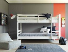 Etagenbett >ANNIKA< (BxHxT: 212x146,5x98,5 cm) in Weiss - 212x146,5x98,5 (BxHxT)