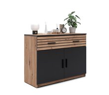 Kommode >VENERA< (102,4x82,7x40,4 cm) Schwarz/Eiche