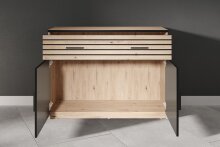 Kommode >VENERA< (102,4x82,7x40,4 cm) Schwarz/Eiche