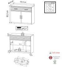 Kommode >VENERA< (102,4x82,7x40,4 cm) Schwarz/Eiche