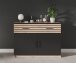 Kommode >VENERA< (102,4x82,7x40,4 cm) Schwarz/Eiche