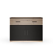 Kommode >MELIKA< (102,4x82,7x40,4 cm) Schwarz/Eiche
