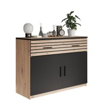 Kommode >MELIKA< (102,4x82,7x40,4 cm) Schwarz/Eiche