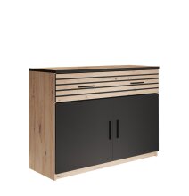 Kommode >MELIKA< (102,4x82,7x40,4 cm) Schwarz/Eiche