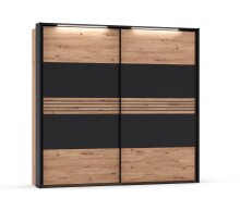 Schrank >MELIKA< (220x213,1x60 cm) Schwarz/Eiche