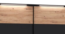 Schrank >MELIKA< (220x213,1x60 cm) Schwarz/Eiche