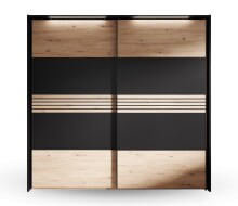 Schrank >MELIKA< (220x213,1x60 cm) Schwarz/Eiche