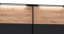 Schrank >MELIKA< (220x213,1x60 cm) Schwarz/Eiche