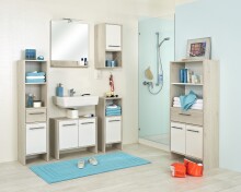 Midischrank >Quickset 350< (BxHxT: 62x136,2x28 cm) Pinie Ida Hell / Weiß Glanz