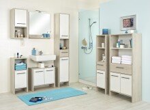 Hängeschrank >Quickset 350< (BxHxT: 33x68x28 cm) in Pinie Ida Hell / Weiß Glanz