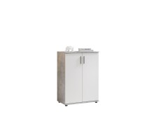 Kommode >Freida< (B/H/T 60 x 82 x 35 cm) in Beton / Weiß - 60x82x35cm (BxHxT)