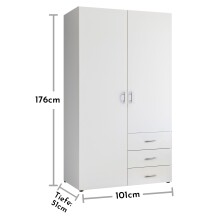 Kleiderschrank >Harry< ((BxHxT) 100x176x52 cm) in Weiß - 100x176x52cm (BxHxT)