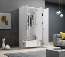 Kleiderschrank >Salias< in Weiß - 117x190x50cm (BxHxT)