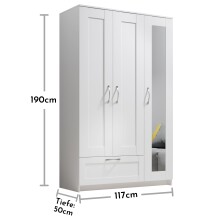 Kleiderschrank >Salias< in Weiß - 117x190x50cm (BxHxT)